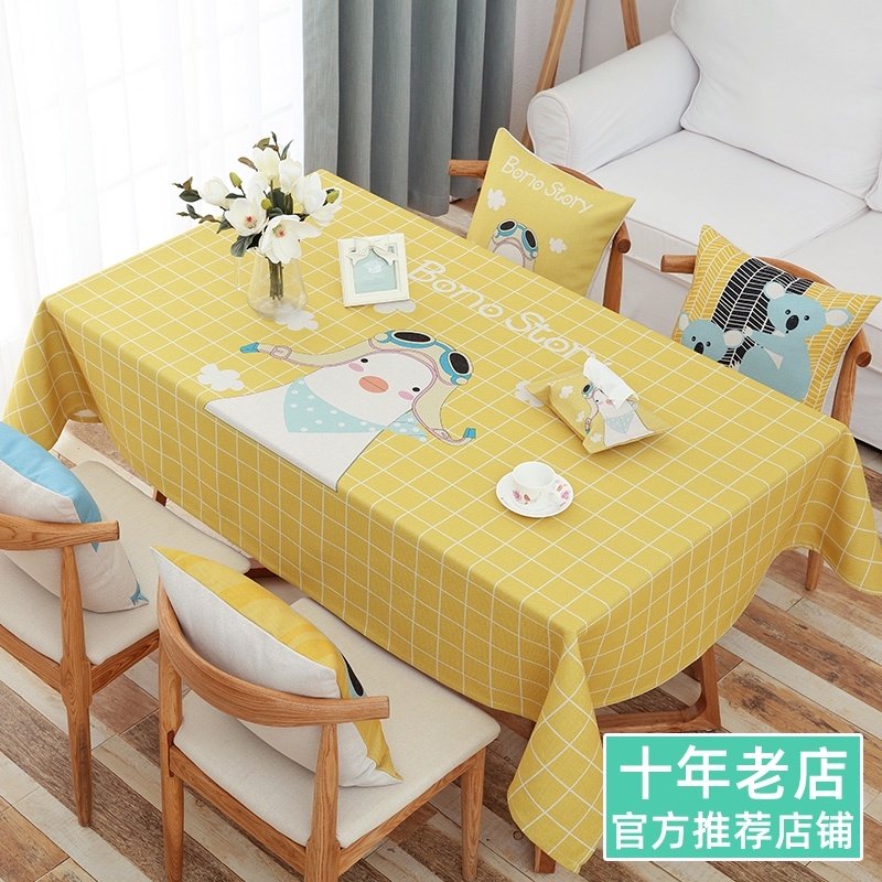 韩式可爱卡通餐桌布棉麻布艺茶几布小清新儿童书桌布宿舍台布盖巾