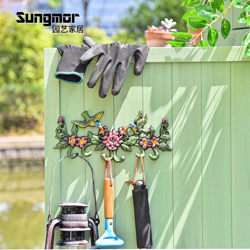 Sungmor 欧美复古动物挂钩铸铁工艺铁艺蜂鸟乡村怀旧彩绘墙壁装饰