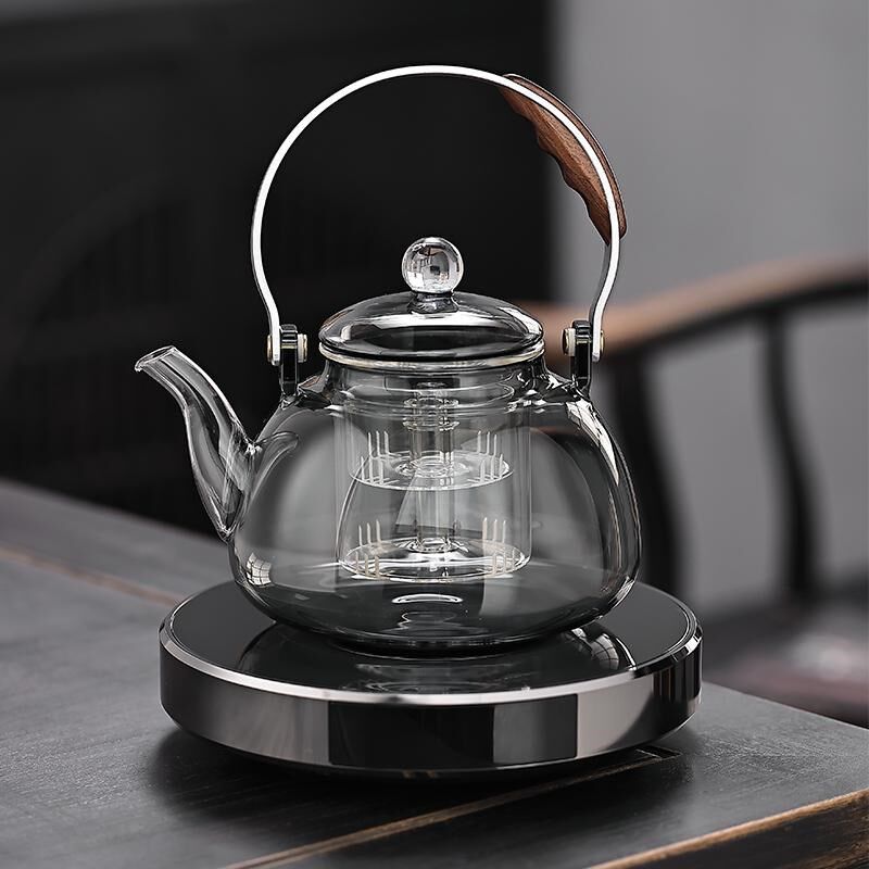 煮茶器蒸煮一体茶壶耐高温玻璃家用烧水泡茶养生电陶炉超薄炉套装