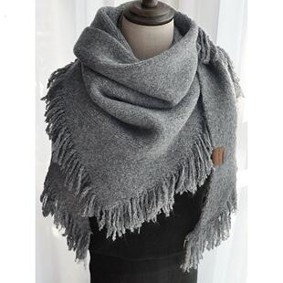 灰色羊绒披肩外搭女2025年新款三角围巾旗袍披肩秋冬季保暖高级感