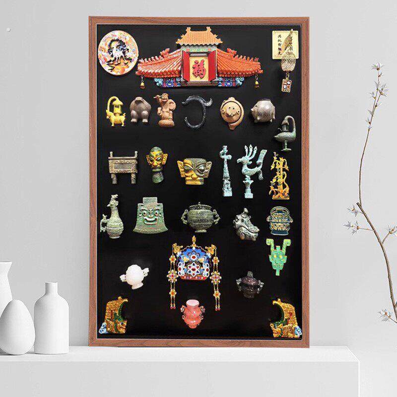 简约现代冰箱贴收纳架磁吸挂式小黑板桌面展示板旅游纪念品收纳架