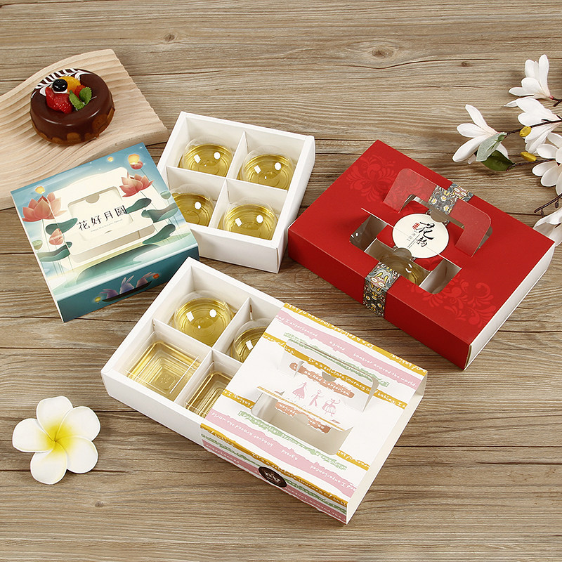 手提蛋黄酥包装盒4\6粒装礼盒雪媚娘雪花酥花好月圆80g中秋月饼盒