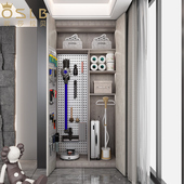 轻奢家政柜洞洞板保洁柜清洁工具收纳柜家用阳台杂物柜拖把置物柜