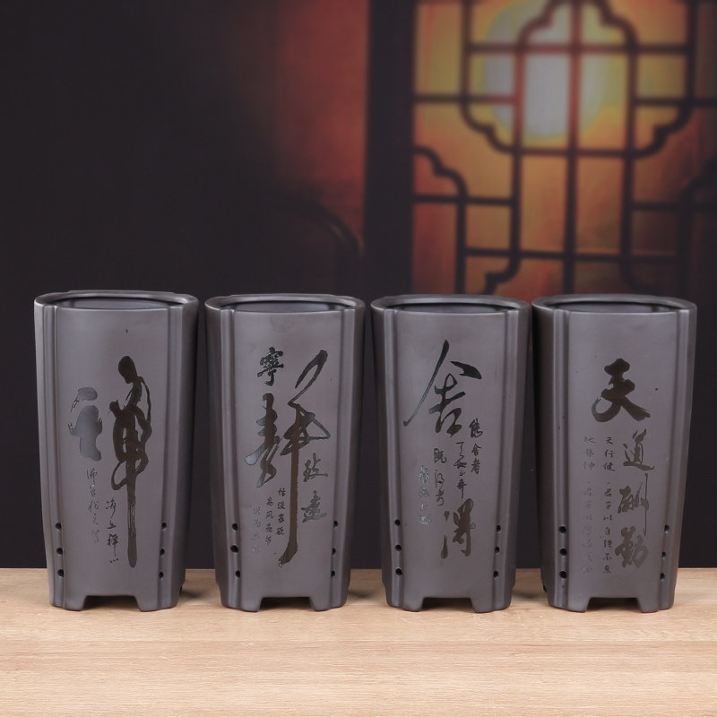 紫砂陶瓷君子兰花盆古典个性创意透气室内阳台桌面多肉绿植盆栽