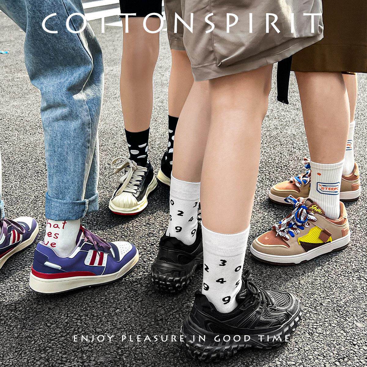 长袜子女春秋ins潮日系网红条纹中筒袜男学生情侣休闲外穿袜冬季