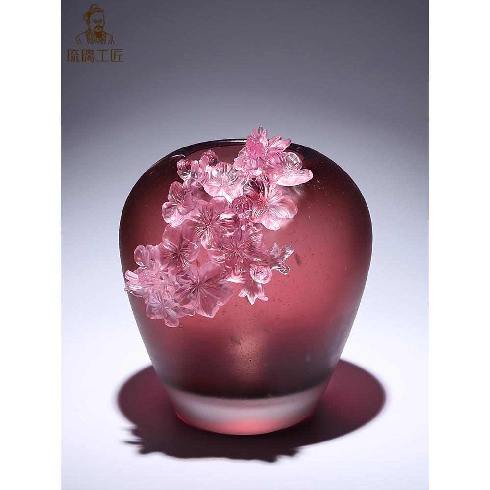 釉面桃花花瓶装饰客厅插花无障碍豪华高端大气艺术朋友乔迁之礼赠