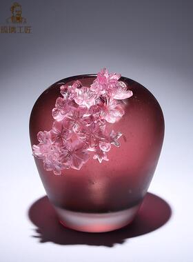 釉面桃花花瓶装饰客厅插花无障碍豪华高端大气艺术朋友乔迁之礼赠
