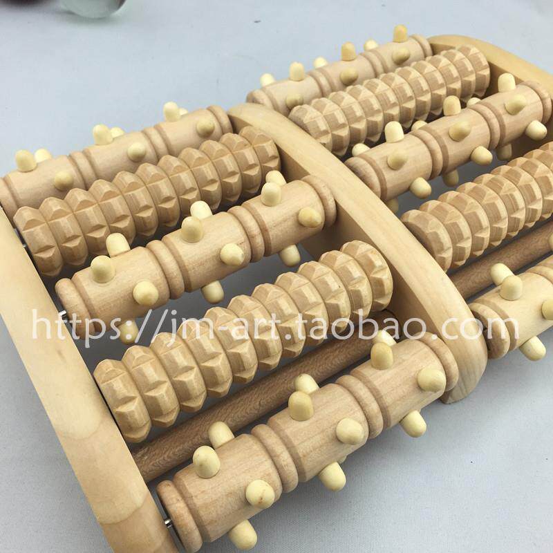 厂家直销 原木色木质脚底按摩器足部经络刷木制滚轮搓排