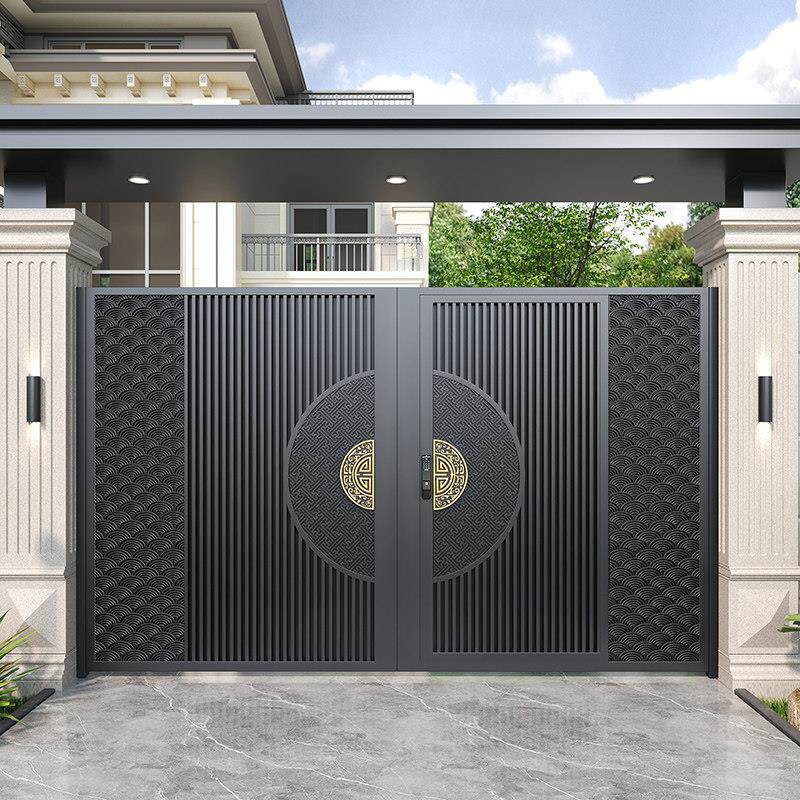 铝合金别墅大门新中式电动双开门农村自建房大门铝艺庭院大门定制