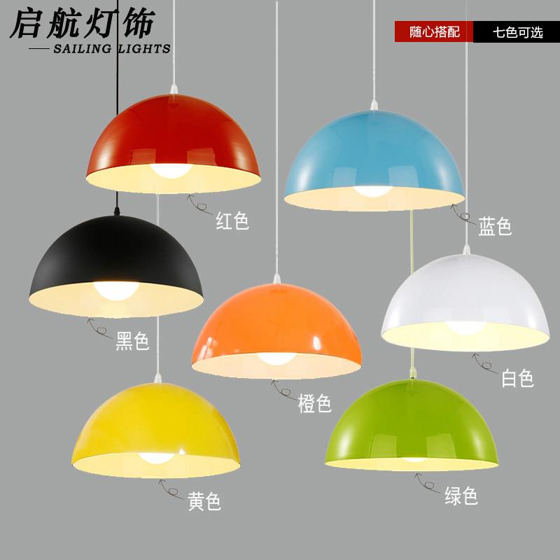 餐厅吊灯现代简约彩色火锅店吊灯单头创意个性锅盖吊灯奶茶店灯具