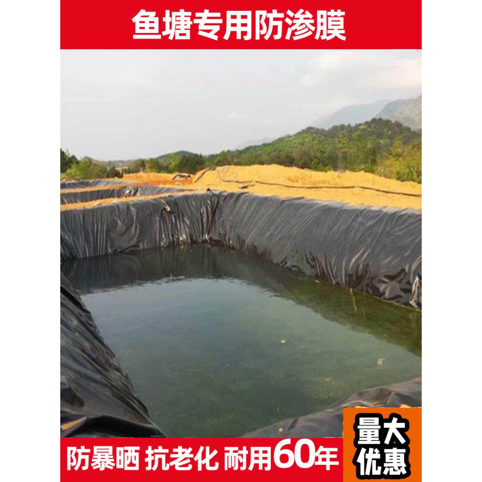 鱼塘防渗膜土工膜防漏防水布鱼池护坡塑料黑色PE加厚养殖专用地膜