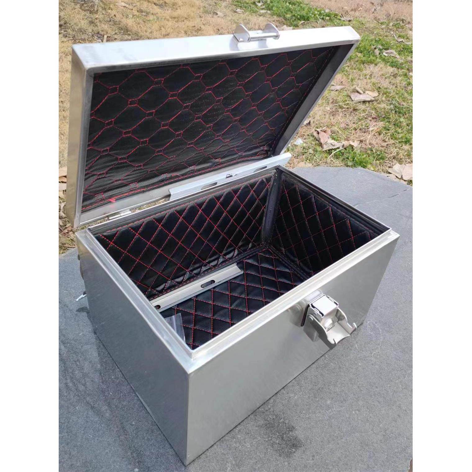 304不锈钢摩托车后备箱电动汽车后备箱电池防水工具箱防盗一体定