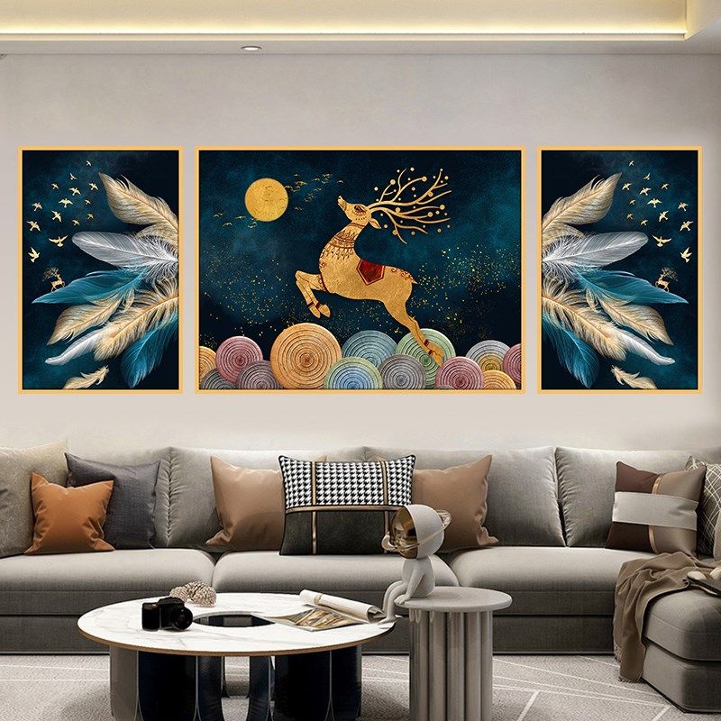 三联自粘装饰画贴画客厅卧室背景墙床头壁画贴纸墙画现代壁画墙纸,家居饰品,软装墙贴,淘宝优惠券,粉丝福利购,淘宝优惠卷