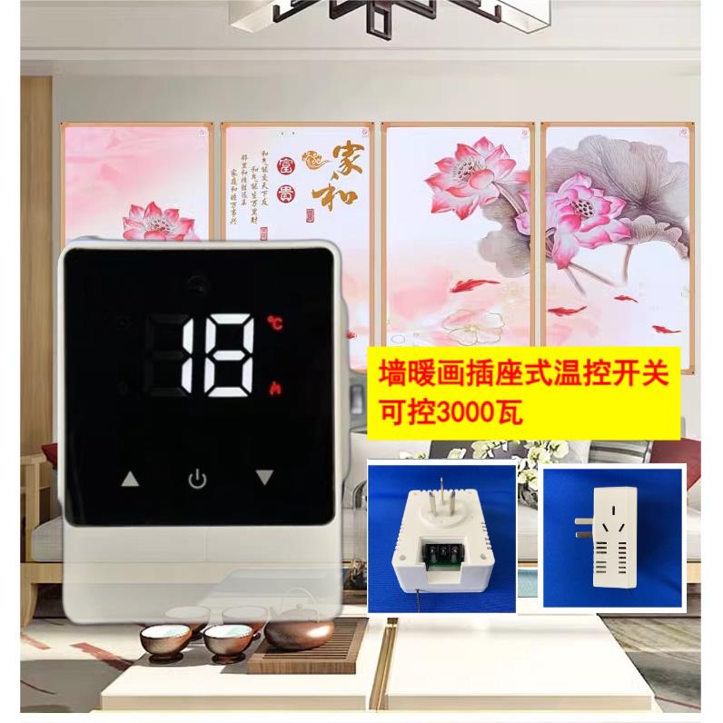 碳晶墙暖画温控器石墨烯电暖画电暖器插头式温控电热画开关面板