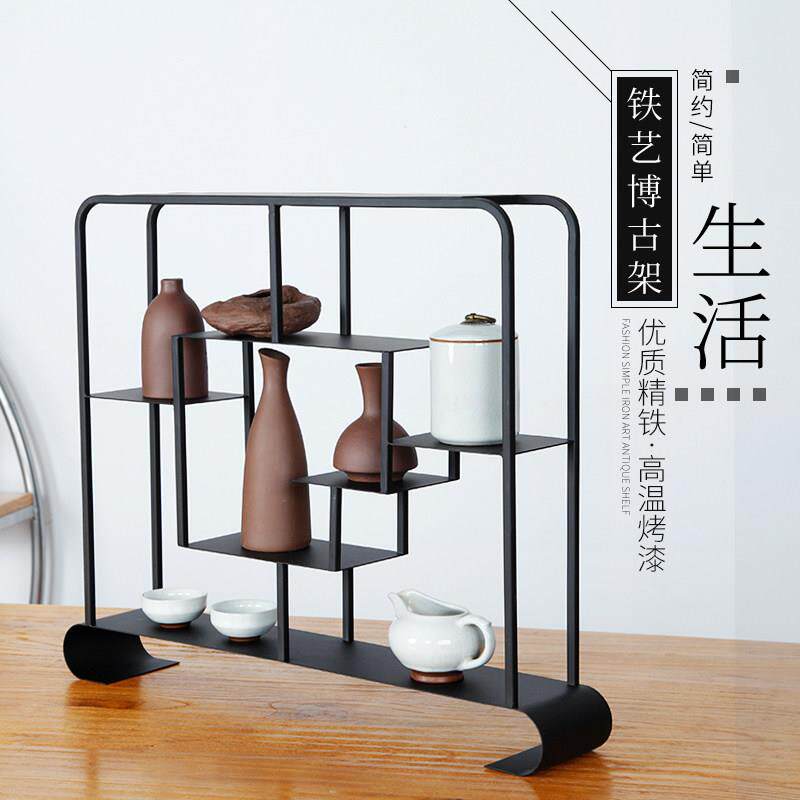 博古架小茶具架北欧铁艺博古架摆件小工艺品家居创意多宝格简约