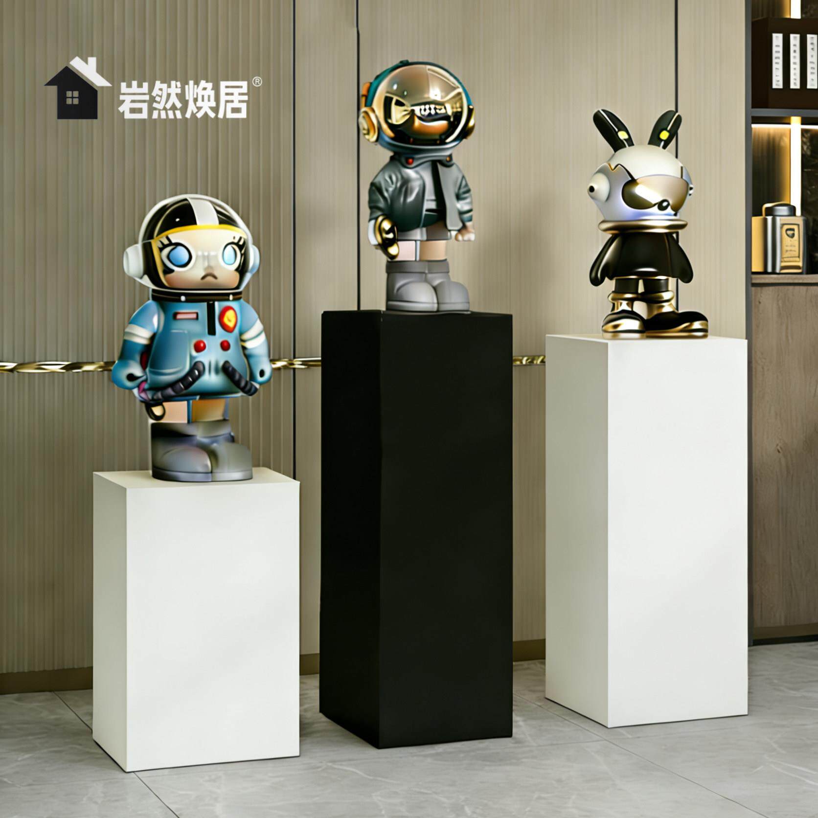 新品哑光纯黑白岩板底座轻奢摆件展示台客厅玄关艺术大理石置物架