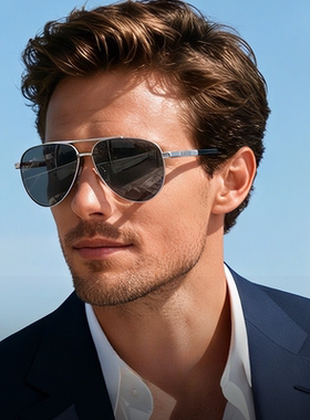 纯钛飞行员款高清防指纹男墨镜