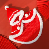宠物耶诞斗篷猫咪新年红色披风狗狗过年披肩泰迪保暖衣服可爱拍照