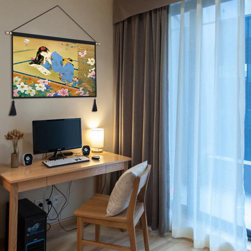 日式挂画装饰画和风客厅背景布画玄关浮世绘仕女图卧室床头壁画