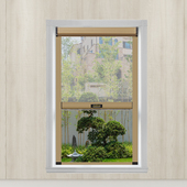 定制免打孔隐形纱窗伸缩卷筒式 上下拉纱窗铝合金外内开防蚊沙窗网