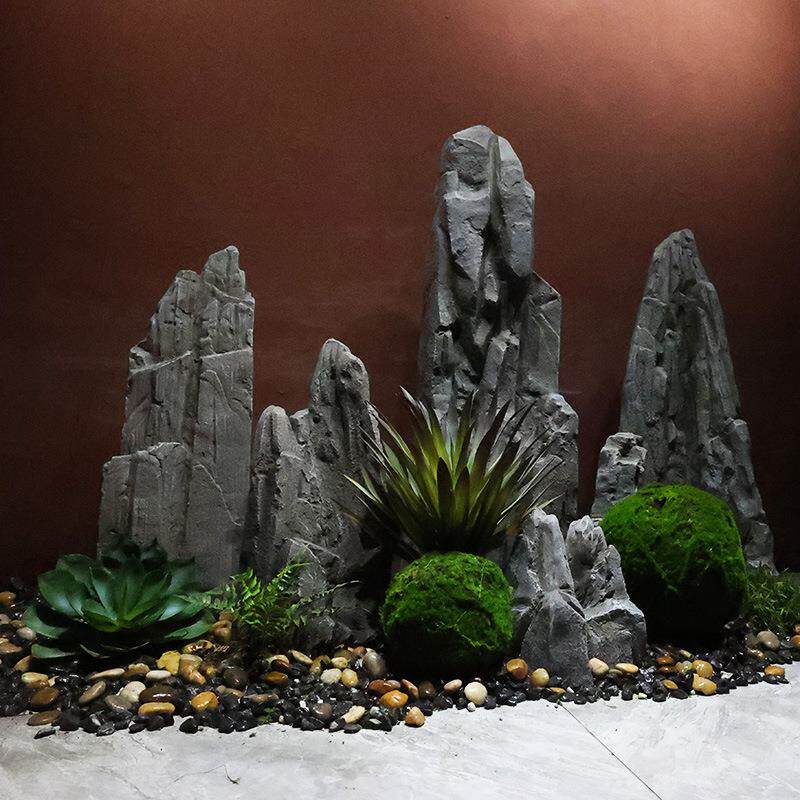 仿真玻璃钢石头摆件室内石块造景庭院花园装饰岩石假山景观假石头