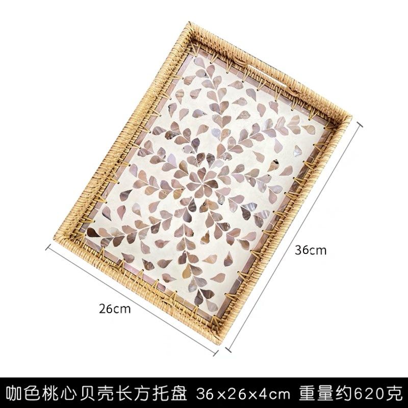 越南藤编贝壳托盘长方形水果盘藤篮编织早餐篮日式面包筐点心篮子,餐饮具,餐用托盘,淘宝优惠券,粉丝福利购,淘宝优惠卷