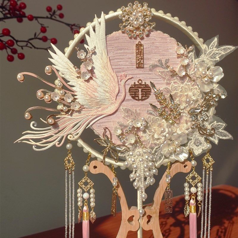 新娘结婚礼秀禾服婚扇中式古典出嫁喜扇子手工粉色团扇diy材料包,家居饰品,工艺扇/团扇/喜扇/折扇,淘宝优惠券,粉丝福利购,淘宝优惠卷