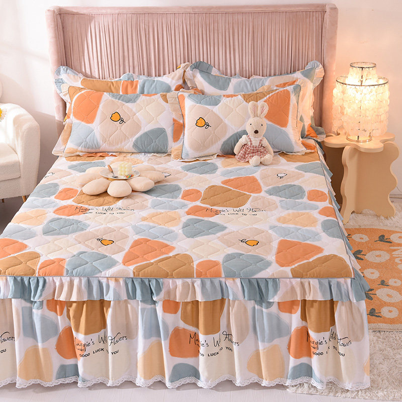 2021年新款加厚床罩床裙式单件纯棉夹棉床围裙罩公主风花边三件套,床上用品,床裙,淘宝优惠券,粉丝福利购,淘宝优惠卷