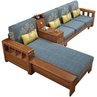 新中式实木沙发客厅全实木家具组合套装现代简约小户型原木质沙发