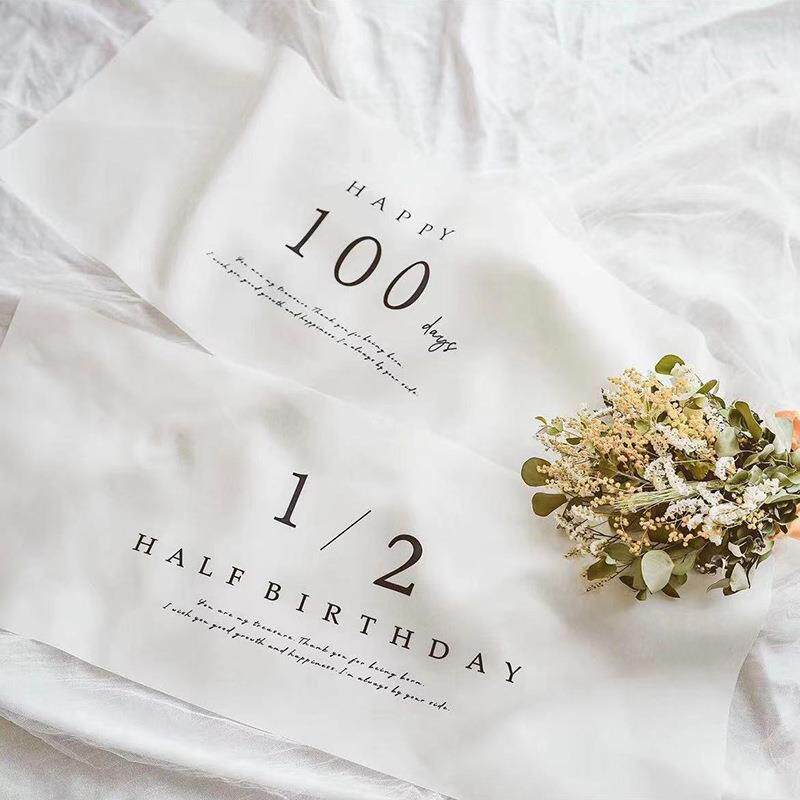 INS二分之一数字挂布 日系百天儿童周岁生日挂旗派对装饰背景挂毯