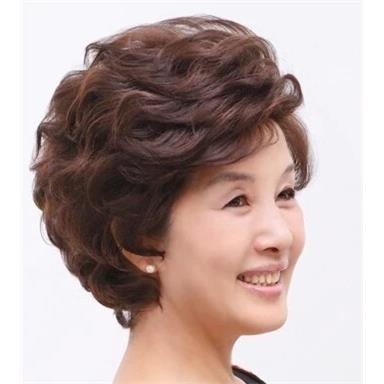 全头假发的妇女短头发,自然逼真的假发集为母亲,中老年时尚的中