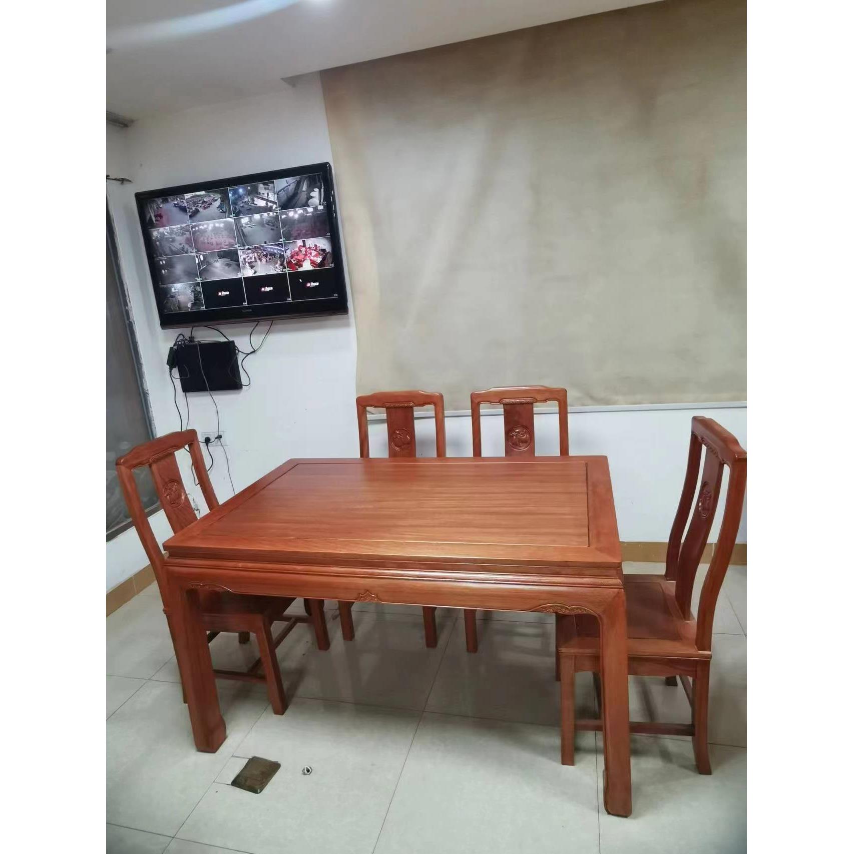 红木中国古董菠萝网格实木矩形桌金玫瑰木原木现代餐厅家庭餐桌和
