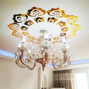 水晶灯3d立体墙贴亚克力灯饰贴客厅餐厅卧室房间天花板吊顶装饰贴