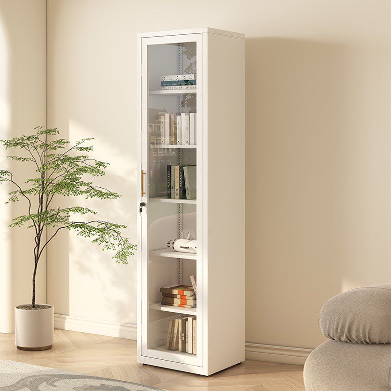 钢制书柜带玻璃门边柜窄柜家用客厅夹缝收纳柜储物柜转角展示柜子