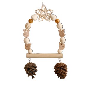 鹦鹉秋千牡丹虎皮文鸟专用松果吊环天然原木简约款鸟玩具用品