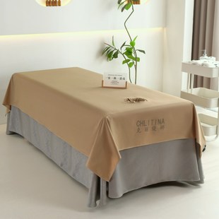 美容院床罩单件高档全棉面料纯色加大一片式美容专用床单定制logo
