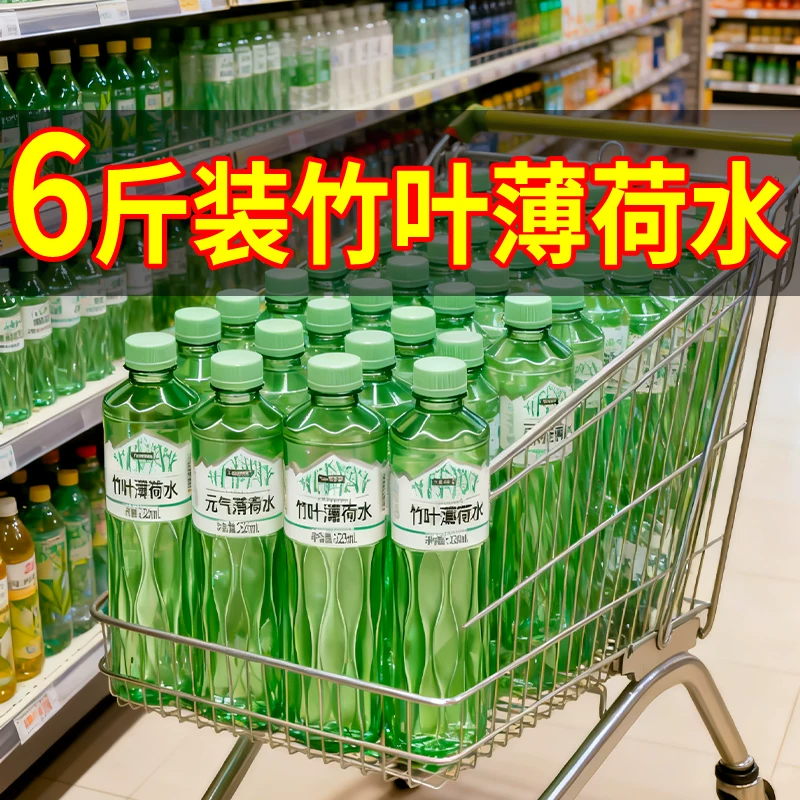 【6斤装】元气青春苏打天然水12瓶/300ML0脂竹叶水淡竹饮清爽特价
