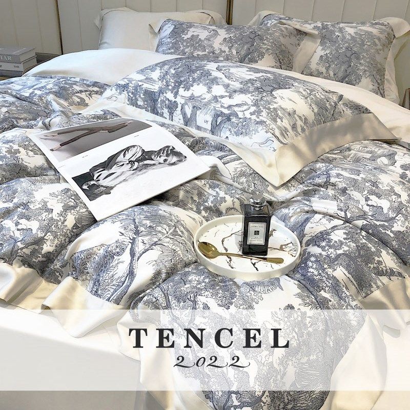 美式100支天丝四件套床上用品床单被套天丝贡缎莱赛尔丝滑裸睡夏