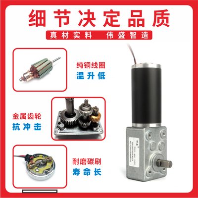 42ZY涡轮蜗杆直流减速电机12v24V直角可调速齿轮大扭力自锁小马达