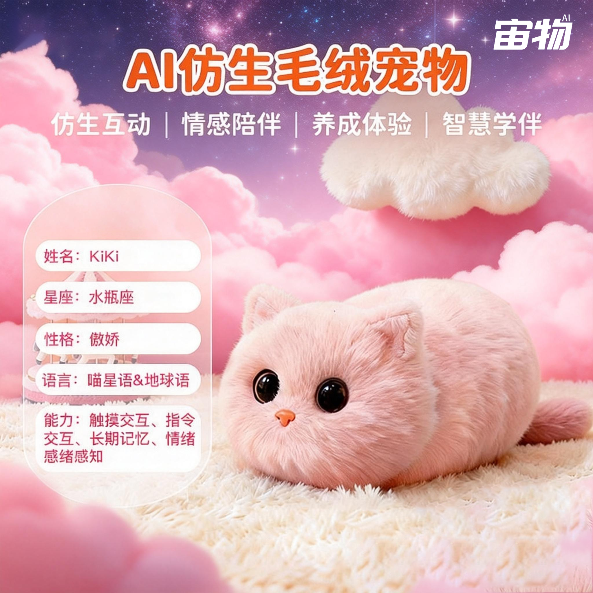 walulu萌宠陪玩智能AI情感陪伴儿童玩具语音对话猫咪宠物新年礼物