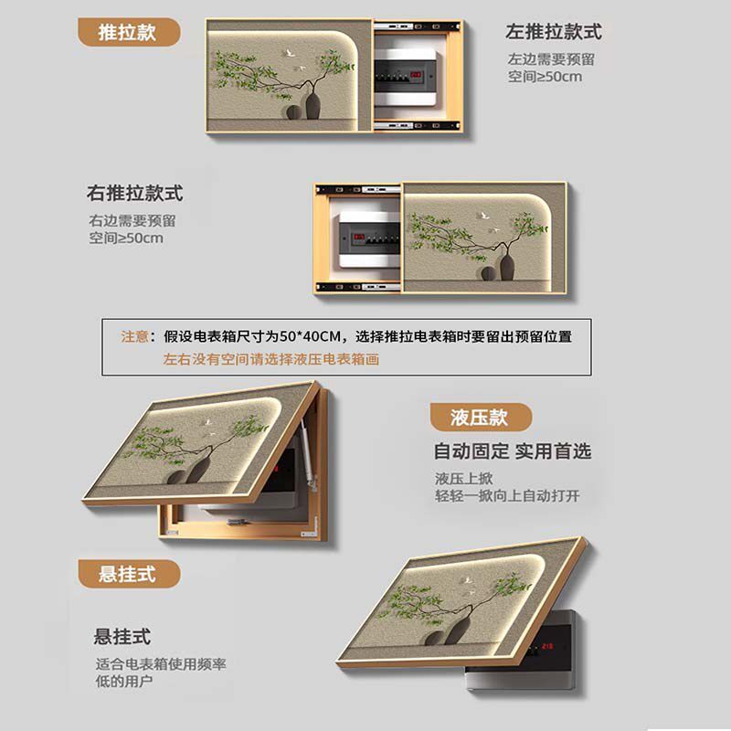五岳山水电表箱装饰画配电箱遮挡盖板挂画电闸盒强弱开关电源挂画