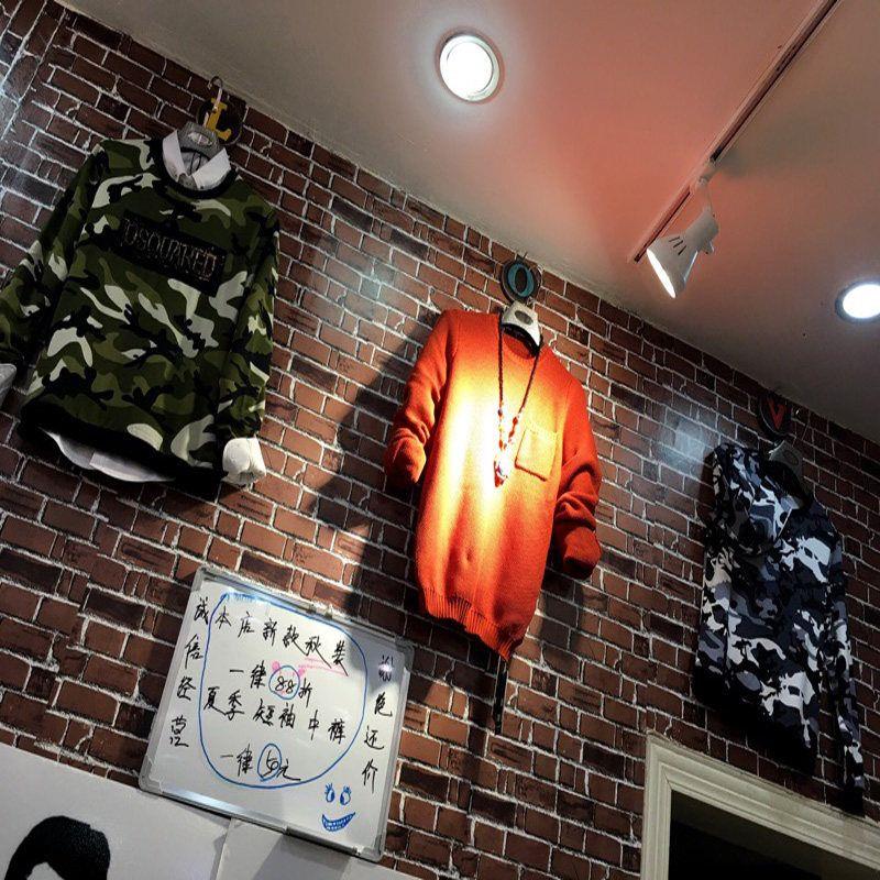 红砖墙纸自粘防水防潮装饰温馨韩国网红发廊理发店宿舍男壁纸个性
