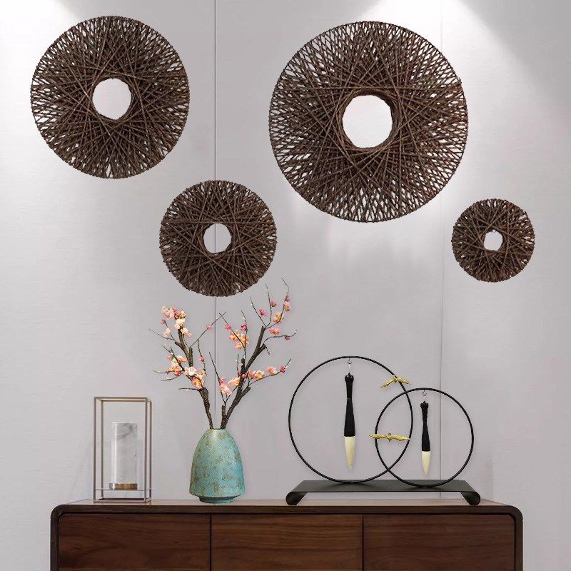 新中式墙面壁挂立体壁饰创意客厅玄关背景墙饰圆盘花艺装饰品挂件,家居饰品,壁饰,淘宝优惠券,粉丝福利购,淘宝优惠卷