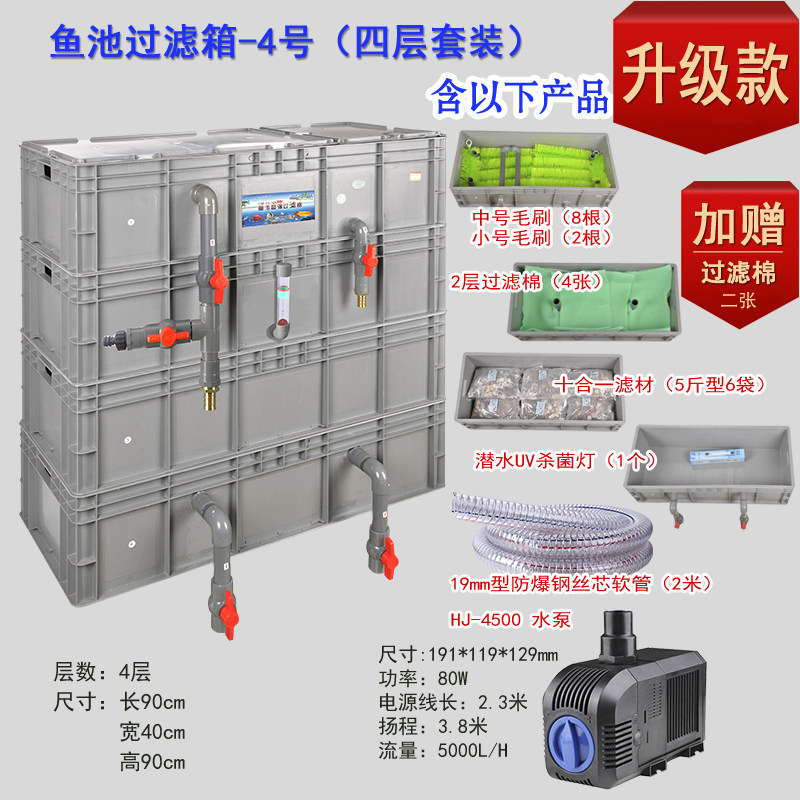 4号过滤箱周转箱观赏鱼锦鲤金鱼缸乌龟鱼池上置滴流过滤器灰色