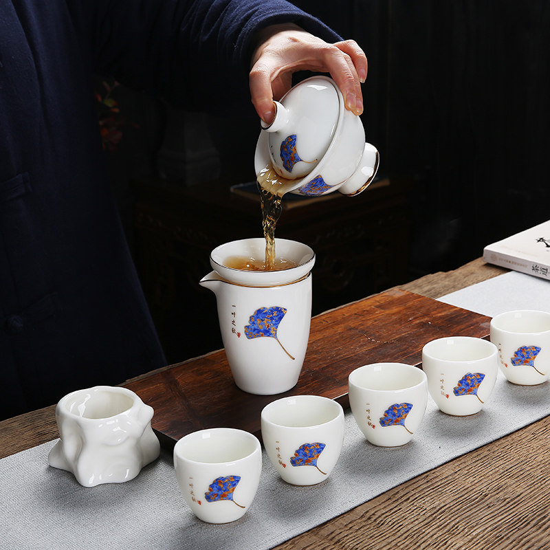 陶瓷茶漏泡茶器茶滤器功夫茶具茶道配件白瓷描金茶叶茶渣过滤网