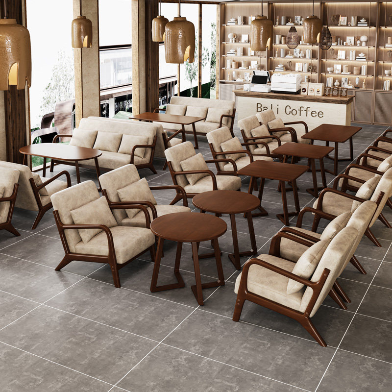 商用咖啡厅桌椅组合实木书店西餐厅茶楼复古清吧酒馆酒吧卡座沙发,商业/办公家具,沙发,淘宝优惠券,粉丝福利购,淘宝优惠卷