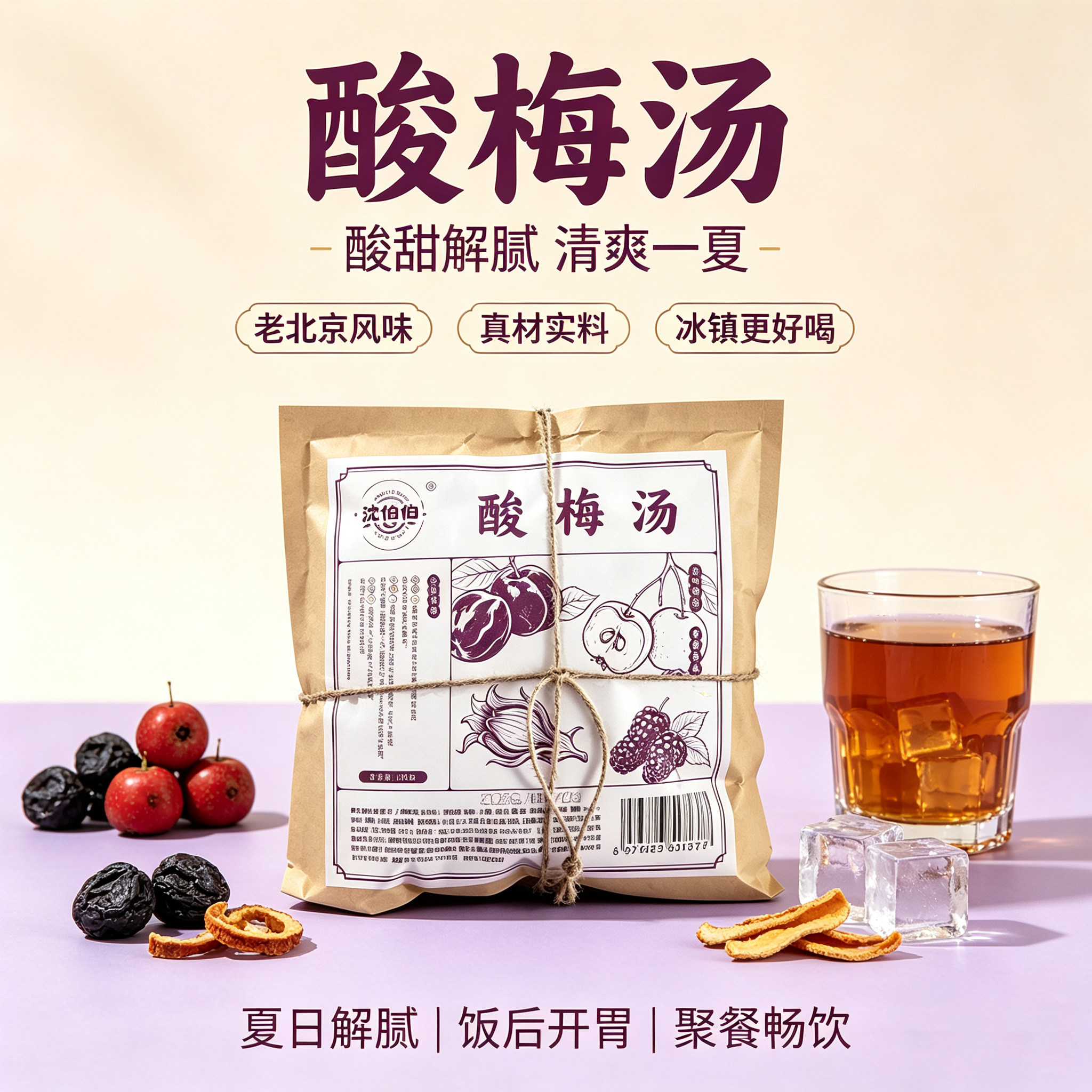 正宗古法酸梅汤原材料包乌梅桂花酸梅汤摆摊商用批发便携120g袋装