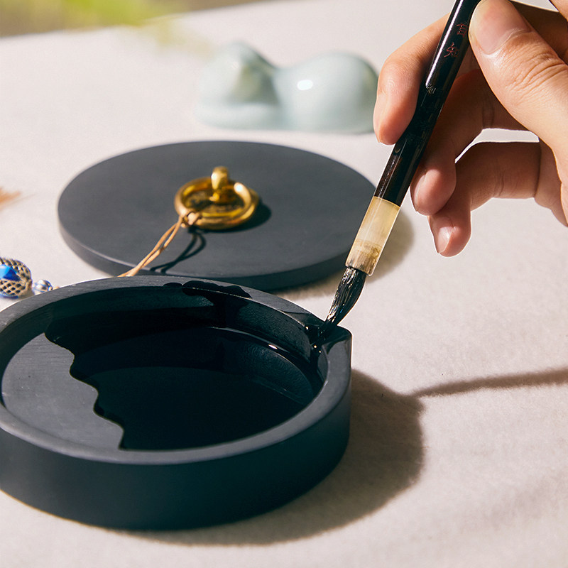 火锅砚台不干墨歙砚文房四宝文具书法用品4寸带盖墨海墨条墨碟初,文具电教/文化用品/商务用品,文房四宝,淘宝优惠券,粉丝福利购,淘宝优惠卷
