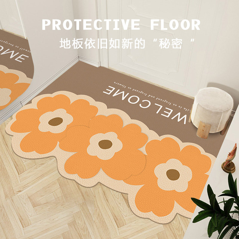 高级感入户门地垫花朵玄关地毯进门口蹭脚垫子pvc可擦免洗可裁剪,居家布艺,入户地垫,淘宝优惠券,粉丝福利购,淘宝优惠卷