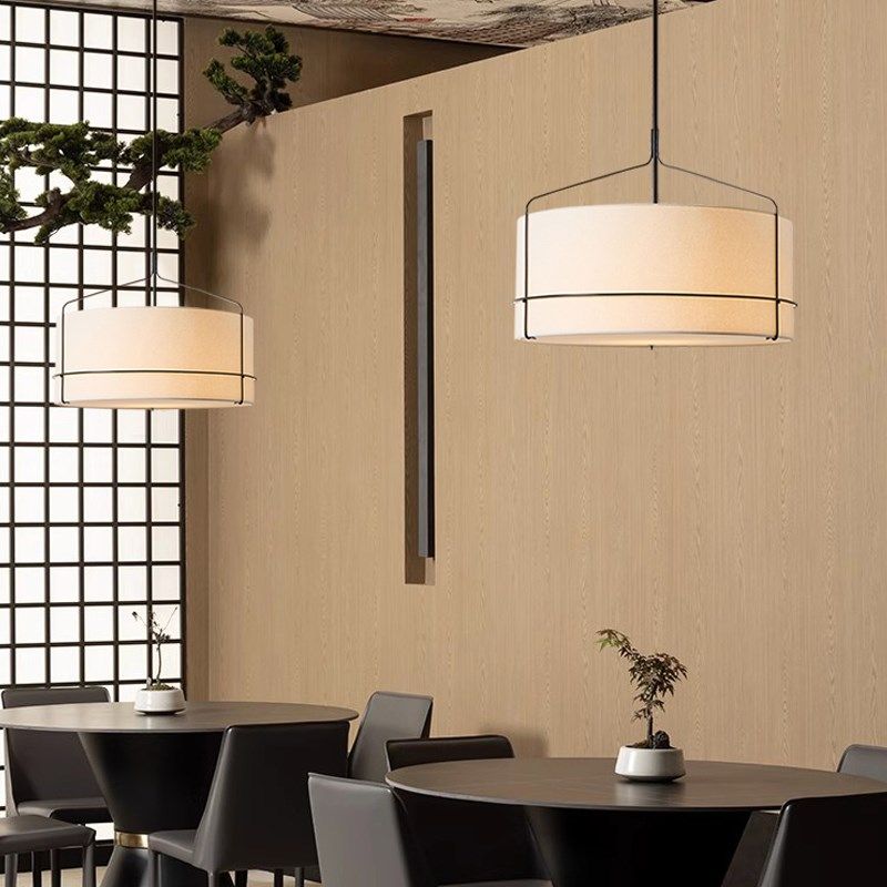 日式创意侘寂餐厅布艺吊灯新中式客厅卧室民宿样板房餐饮包厢灯具,家装灯饰光源,餐厅吊灯,淘宝优惠券,粉丝福利购,淘宝优惠卷
